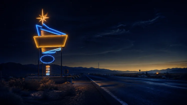 Motel neon · desert road
