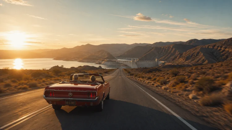 Red car · open horizon · south